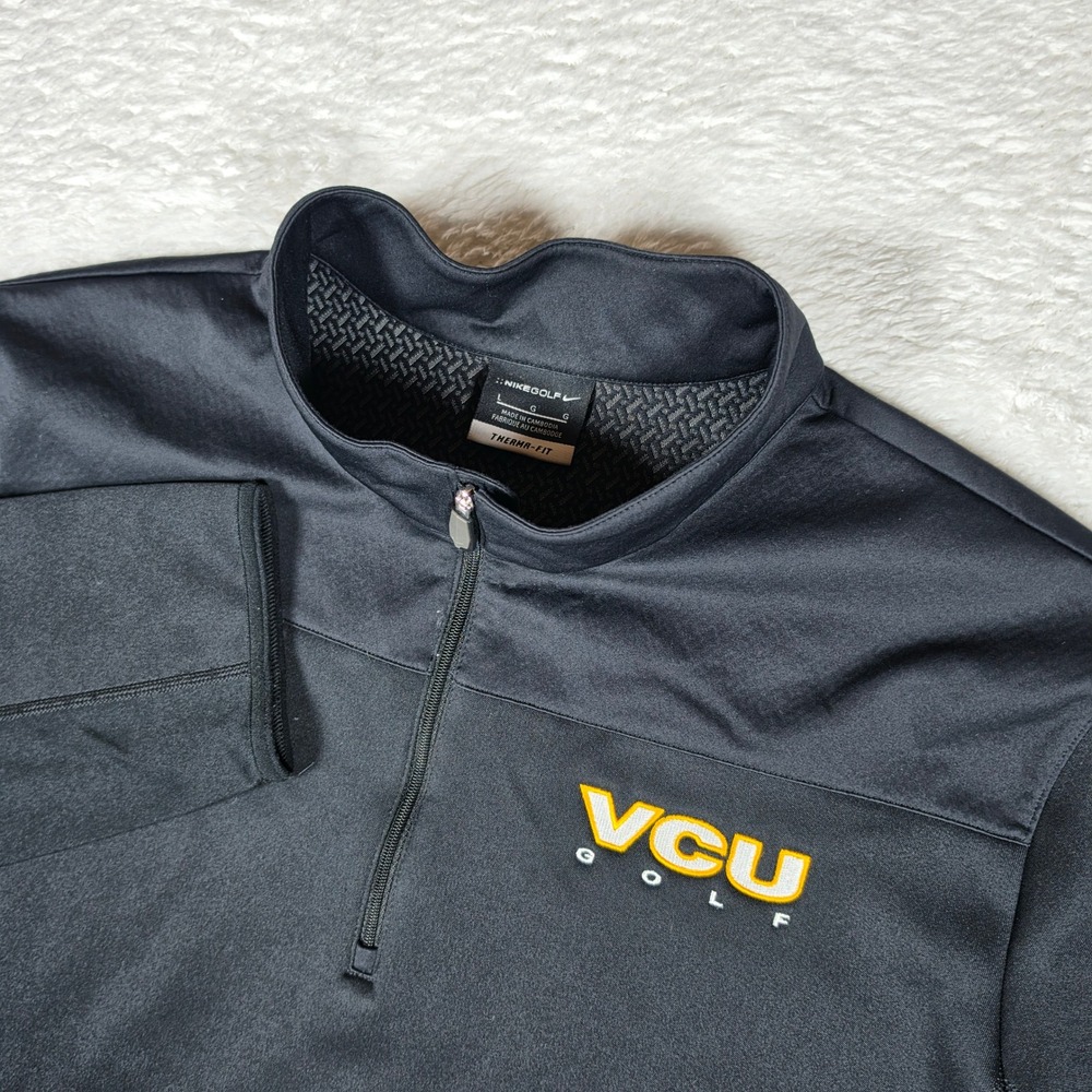 Nike Therma-FIT VCU Golf Mens L Black Stretch 1/4 Zip L/S Pullover 380791-010